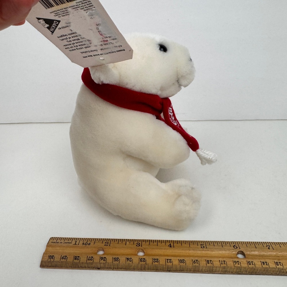 Vtg 1993 Dakin Coca Cola Coke Soda Mini Small Plush White Polar Bear w Red Scarf - Picture 4 of 9
